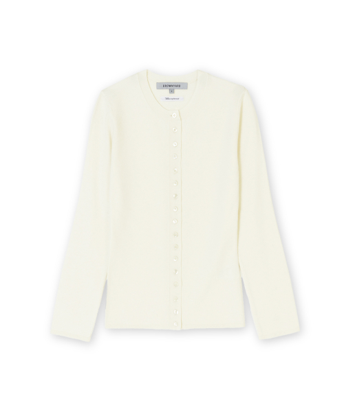 W Slim Round Cardigan, Ivory