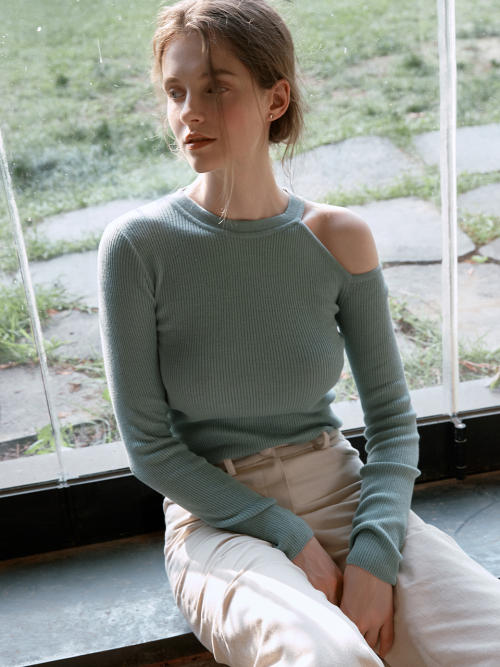 THEA cutout knit top_MINT