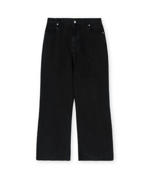 Washed Boots Cut Denim, Black