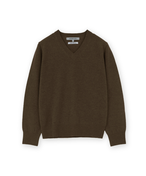W Extra Super Fine V Neck Knit, Brown