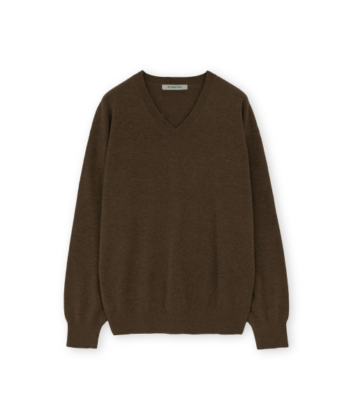 Extra Super Fine V Neck Knit, Brown
