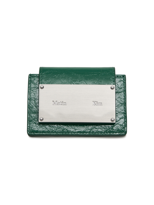 GLAZED ACCORDION WALLET IN GREEN