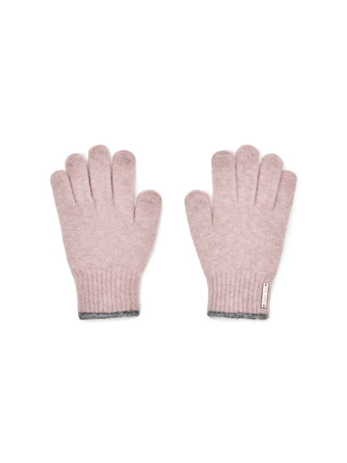BOUCLE KNIT GLOVES IN PINK