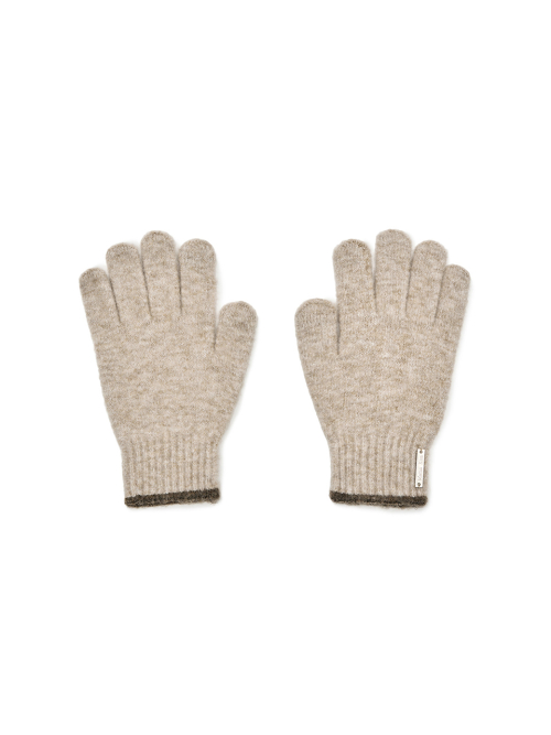 BOUCLE KNIT GLOVES IN BEIGE