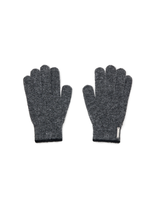 BOUCLE KNIT GLOVES IN CHARCOAL