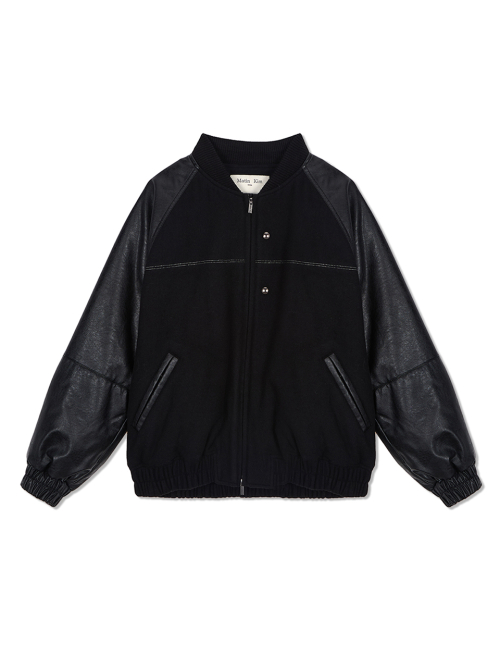 STUNNING POINT FAUX LEATHER JUMPER FOR WOMEN IN BLACK