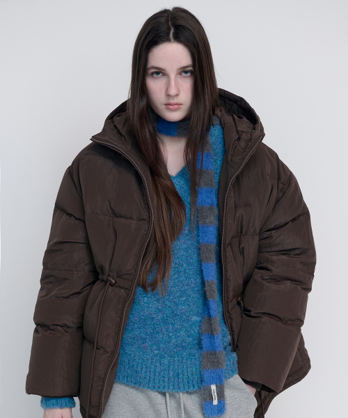 HOODED DUCK DOWN PUFFER PADDING BROWN
