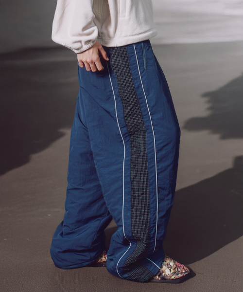 XP312 Check Nylon Quilting Padding Pants (NAVY)