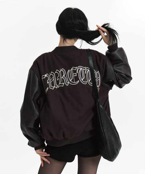 C DOUBLE-TEXTURE C VARSITY JACKET_BROWN