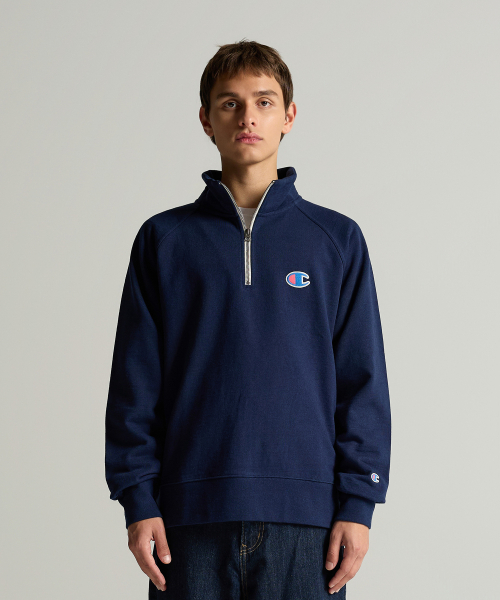 헤리티지 로고 루즈핏 하프 집업 Navy