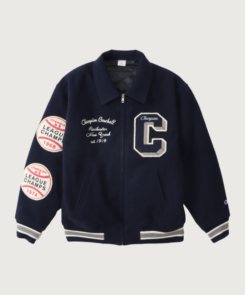 C로고 어워드 바시티 재킷 Navy