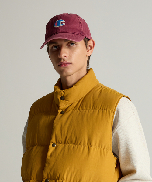 빅 C로고 워시드 볼캡 Burgundy