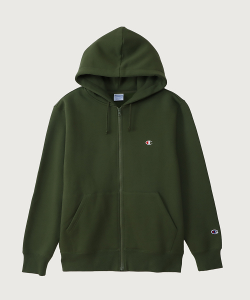 C로고 레귤러핏 후드 집업 Olive