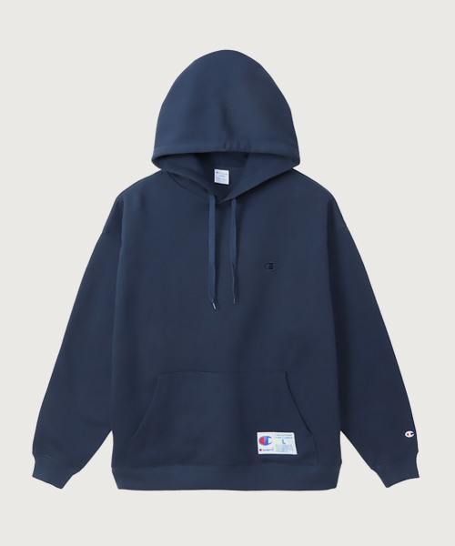 C로고 오버핏 조그택 후드 티셔츠 Navy