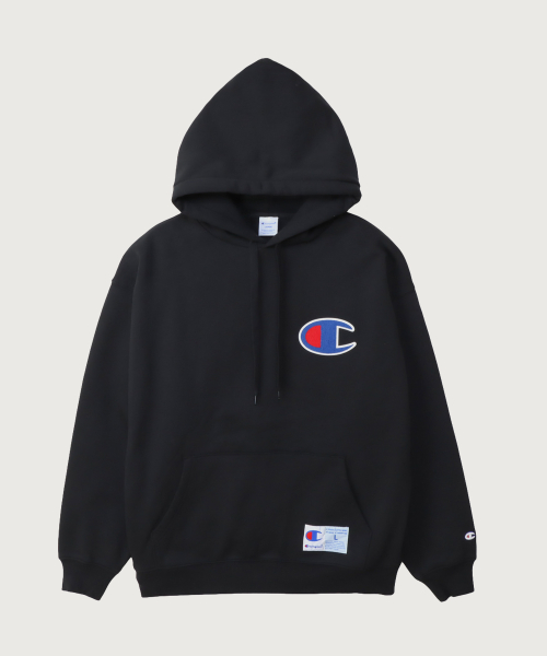 빅 C로고 오버핏 조그택 후드 티셔츠 Black