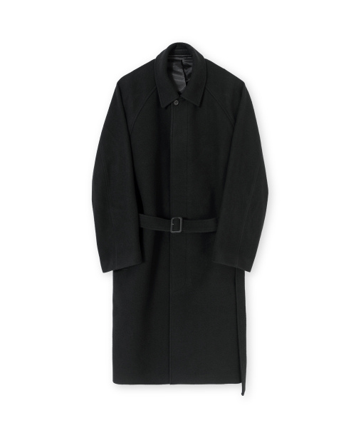 Pure Wool Belted Coat, Black