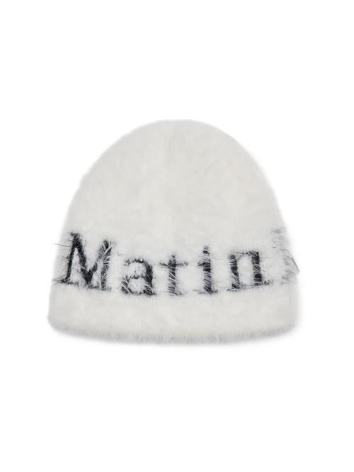 MATIN HAIRY KNIT BEANIE IN WHITE