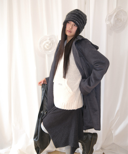 ALLO HOOD LONG COAT / CHARCOAL