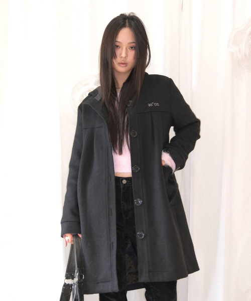 ALLO HOOD LONG COAT / BLACK