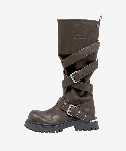 Rusk Strap Slouched Boots_Brown