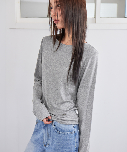 TENCEL RIBBED PENDANT T-SHIRT, MELANGE