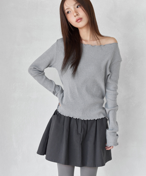 FRILL PENDANT T-SHIRT, GREY