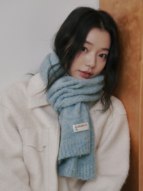 Bubble Boucle Knit Muffler (Aqua)