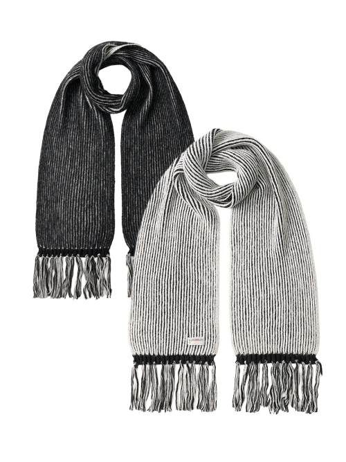 Rain Tassel Knit Muffler (Black&Cream)
