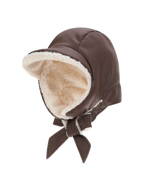 Leather Poddle Padding Balaclava (Brown)