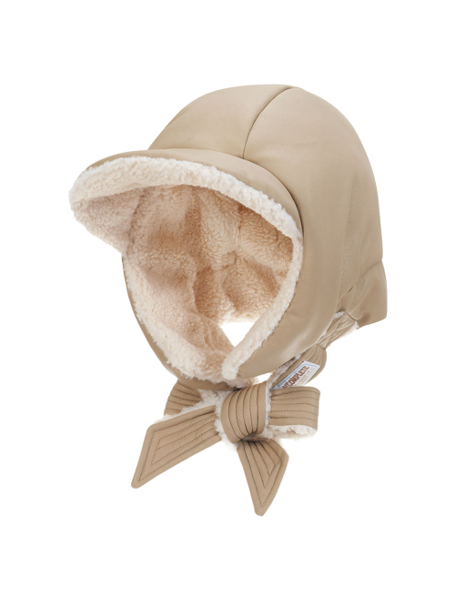 Leather Poddle Padding Balaclava (Beige)