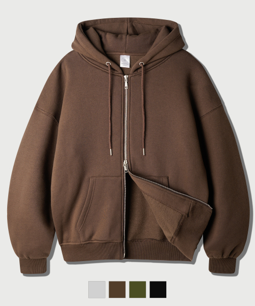Netro Overfit Hoodie Zip Up Brown ISHD2682
