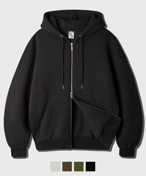 Netro Overfit Hoodie Zip Up Black ISHD2682