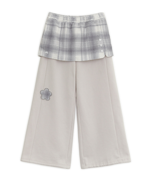 Fleece skirt jogger pants (Pink gray)