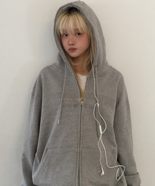 LUVISTRUE X MEANINGLESS OVERFIT HOOD ZIPUP(GRAY)