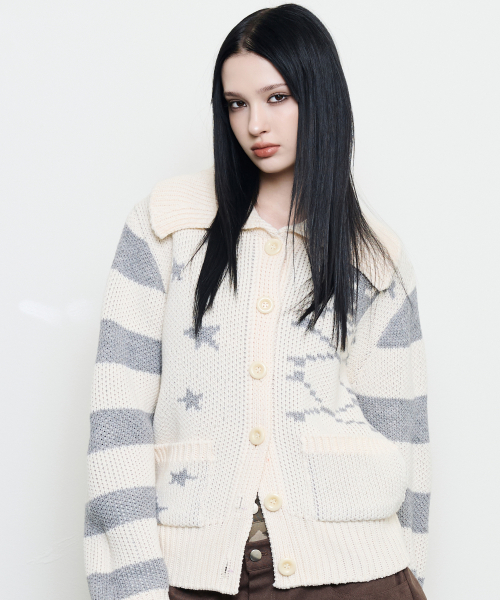 EV SKELETON KNIT CARDIGAN(CREAM)