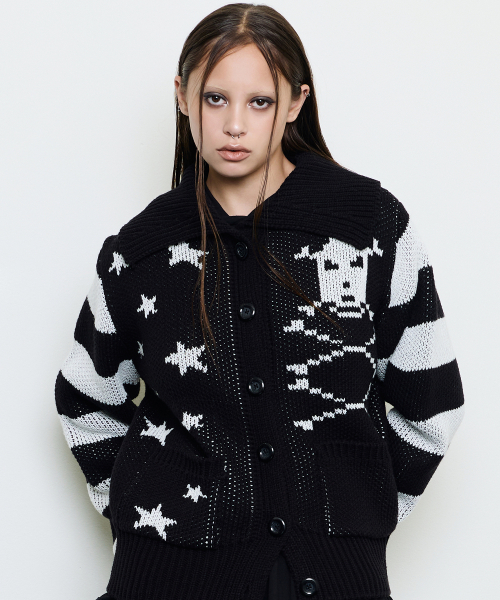 EV SKELETON KNIT CARDIGAN(BLACK)