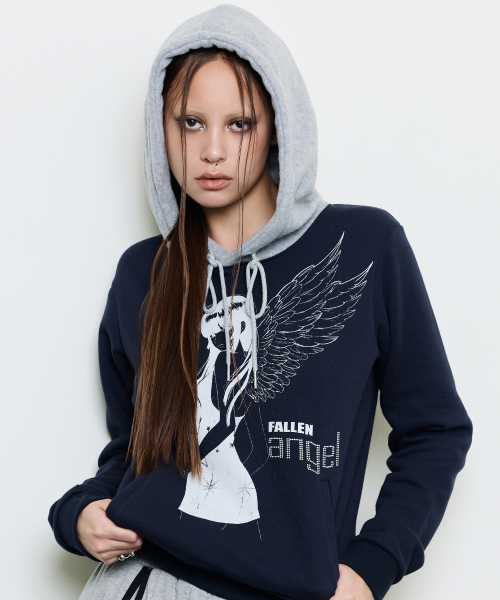 EV ANGEL HOOD TEE(NAVY)