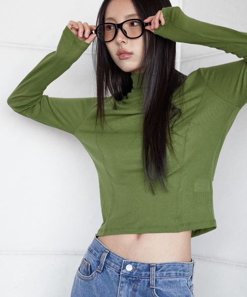 WOOL BLENDED POLA T-SHIRT, OLIVE