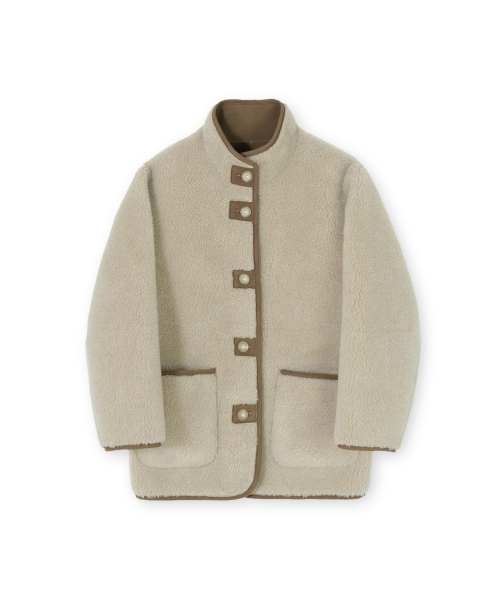 W Reversible Shearling Jacket, Beige