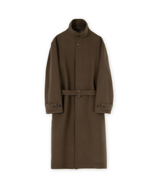 Pure Wool Stand Collar Coat, Brown
