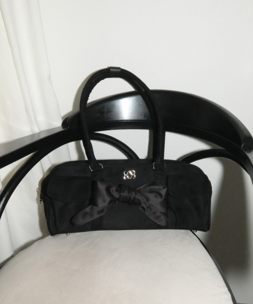 Bow Pottie Bag (Suede Black)