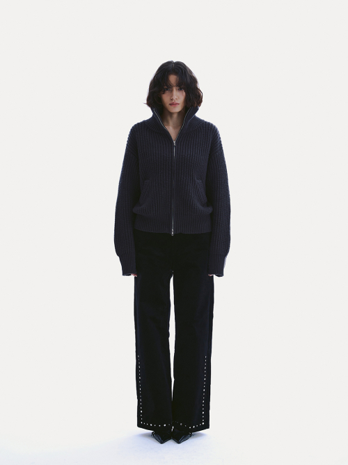 STUDDED COTTON TROUSERS_ BLACK