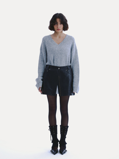 FAUX LEATHER MINI SKIRT_ BLACK