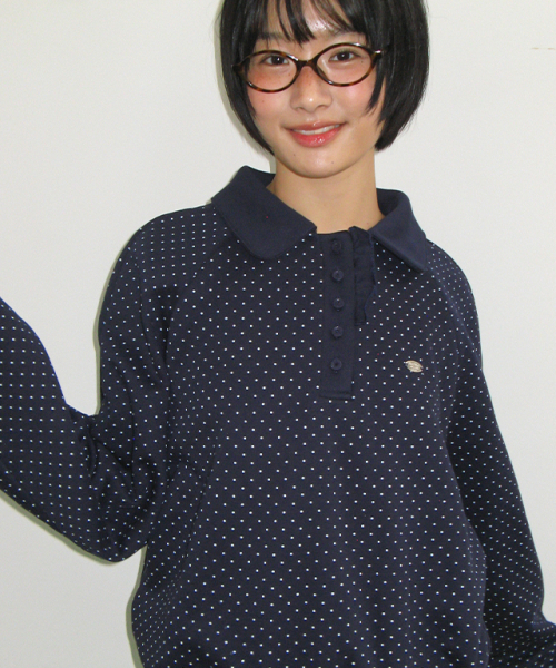 DOT FRILL HENRYNECK SWEATSHIRT NAVY