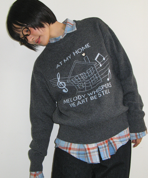 MELODY HOUSE KNIT PULLOVER CHARCOAL