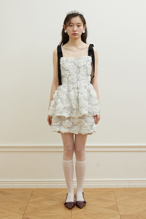 Silver Floral Ribbon Top