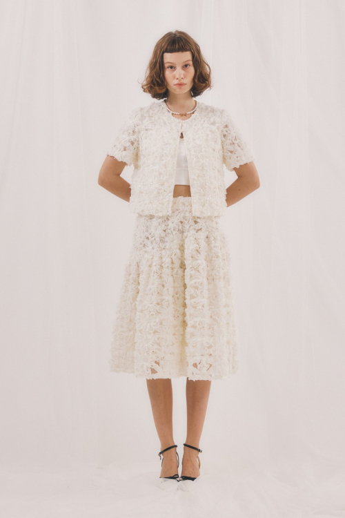 White Floral Tulle Skirt