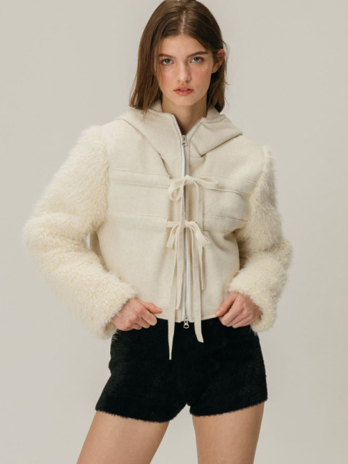 SHEARLING WOOL COAT / IVORY