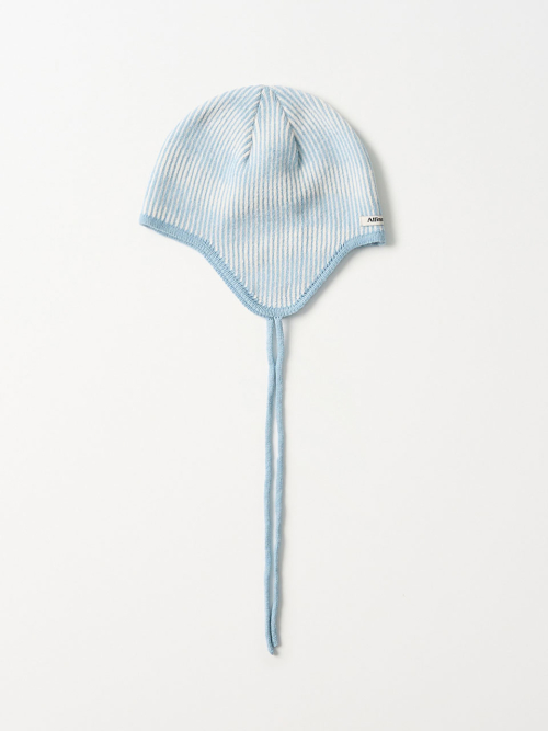 Moire Wave Earflap Beanie (Sky Blue)