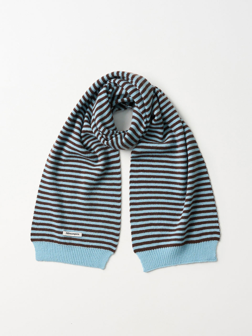 Candy Stripe Knit Muffler (Aqua & Brown)